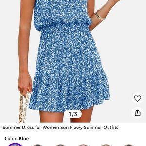 Amazon Essentials Blue and White Ruffled Sundress